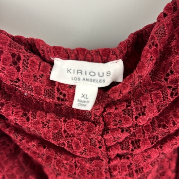 KURIOUS SZ XL RED LACE SWEETHEART NECKLINE HANDKERCHIEF HEMLINE RUFFLED STRAPS - Picture 4 of 8